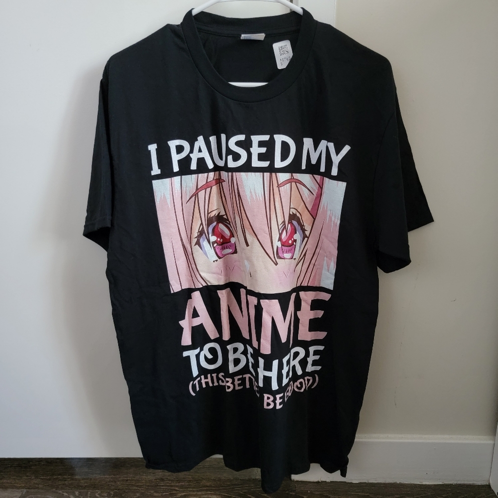 I Paused My Anime To Be Here Otaku Anime Merch Gift T-Shirt Large